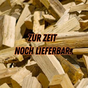 Bild von Holzscheiten mit der Aufschrift - noch lieferbar